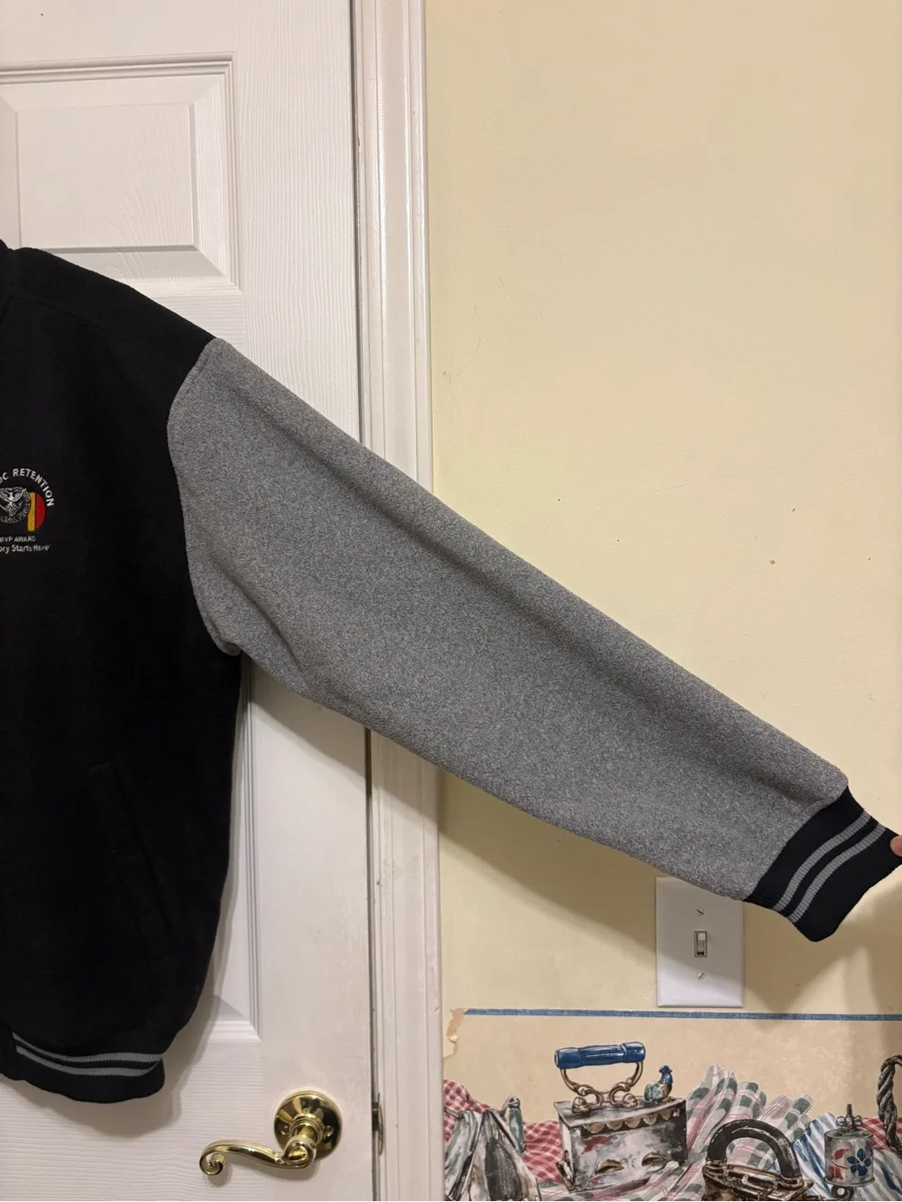 Charles River Apparel “Victory Starts Here” Black Fleece Varsity Jacket